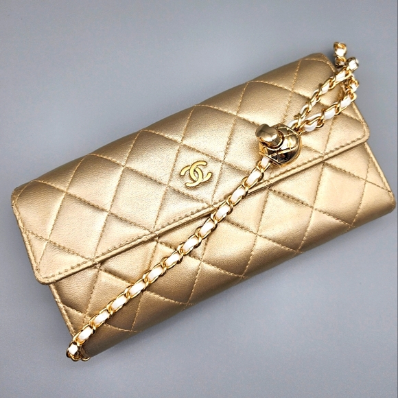 CHANEL Handbags - 🌸CHANEL Authentic Gold Flap Wallet🌸